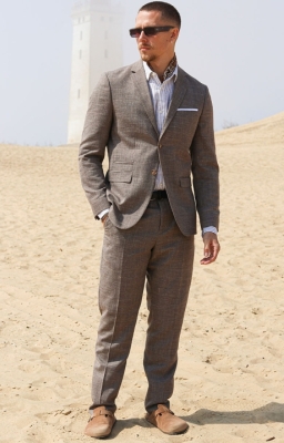 Selected Slim Oasis Lniano Suit Dark Sand Melange