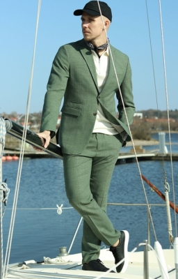 Selected Slim Oasis Lniano Suit Light Green Melange