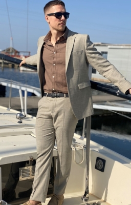 Selected Slim Oasis Lniano Suit Sand