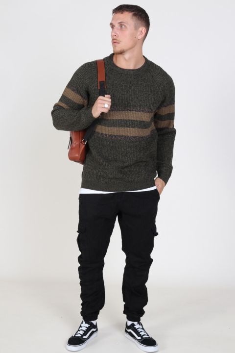 Only & Sons Cesco 5 Struc Stripe Dzianina Forest Night