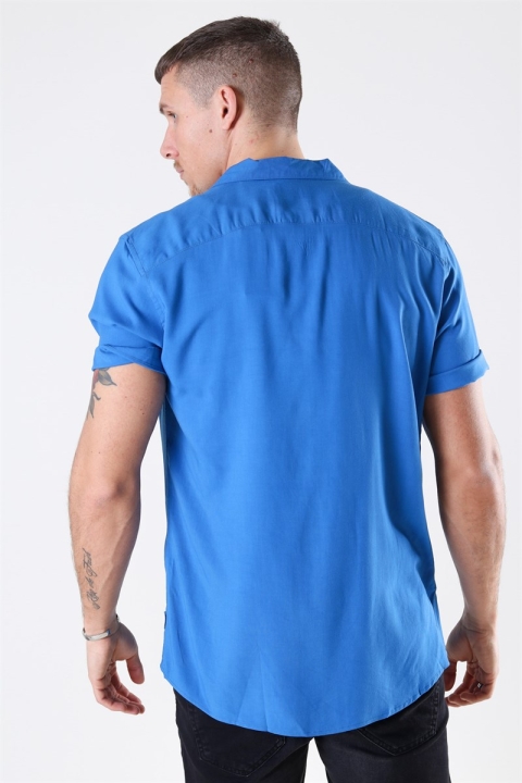 Only & Sons Silo Solid Viskose Koszule S/S Baleine Blue