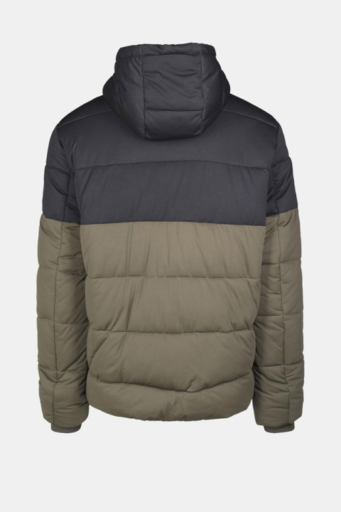 Urban Classics Hooded 2-Tone Puffer Kurtki Dark Olive/Black
