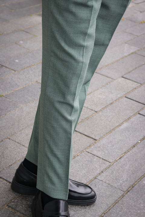 Selected SLIM OASIS LINEN PANTS Light Green Melange