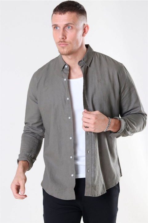 Clean Cut Copenhagen Cotton Linen Koszule Dusty Green