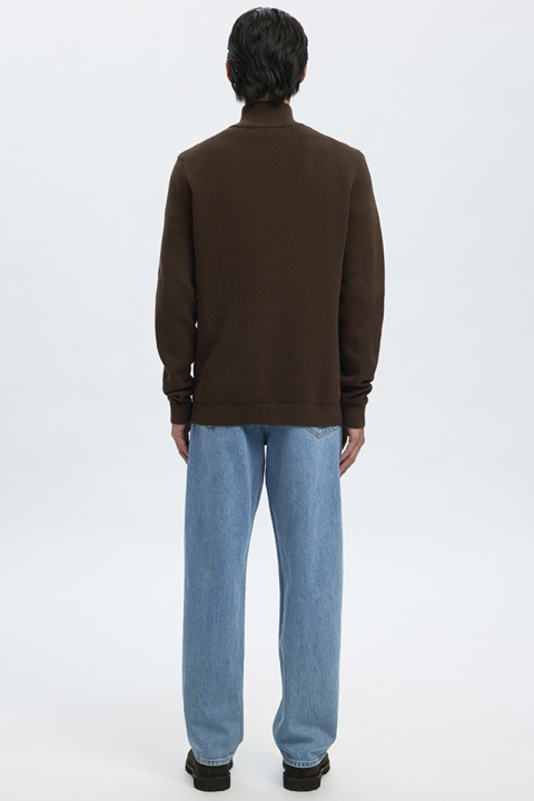 Selected Dane LS Structure Knit Kalf Zip Demitasse