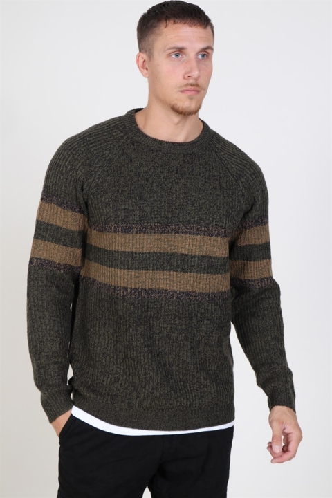Only & Sons Cesco 5 Struc Stripe Dzianina Forest Night