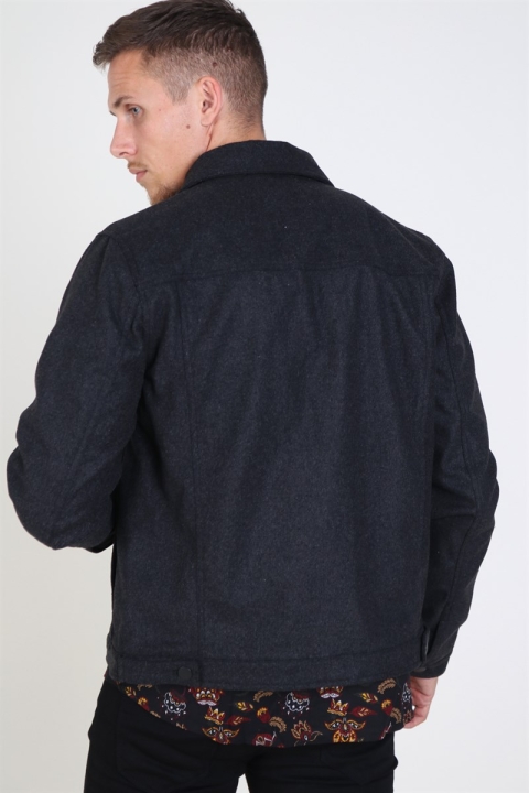 Solid Cool Faux Wool Kurtki Dark Grey Melange