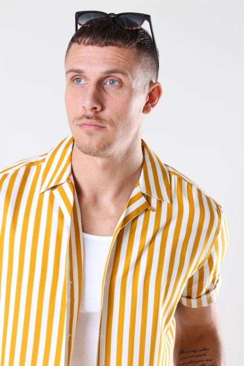 Only & Sons Wayne Striped Viscose Koszule Golden Spice