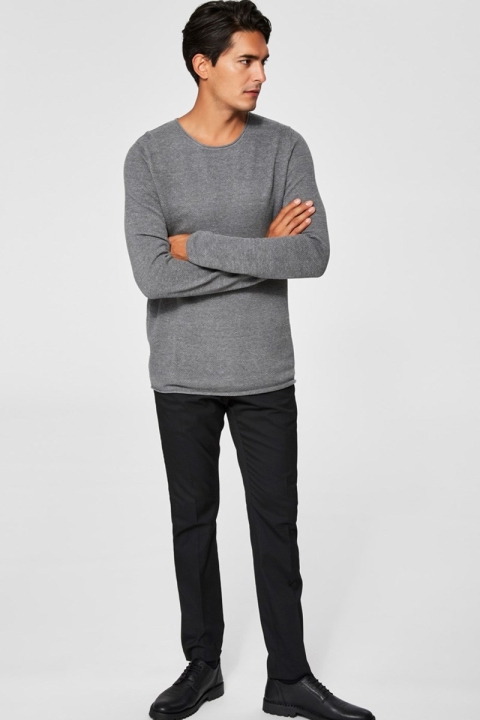Selected Rocky Crew Neck Dzianina Medium Grey Melange