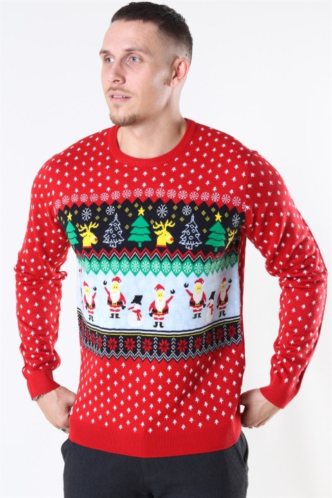 Only & Sons Xmas 7 Funny Top Dzianina Pompeian Red