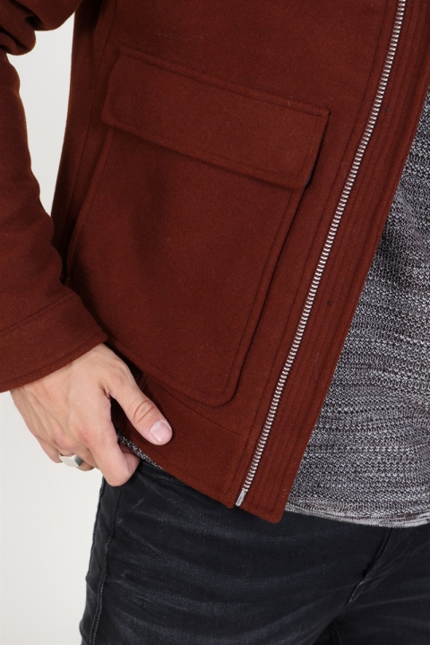 Jack & Jones Magnus Uld Bomber Kurtki Cappuccino
