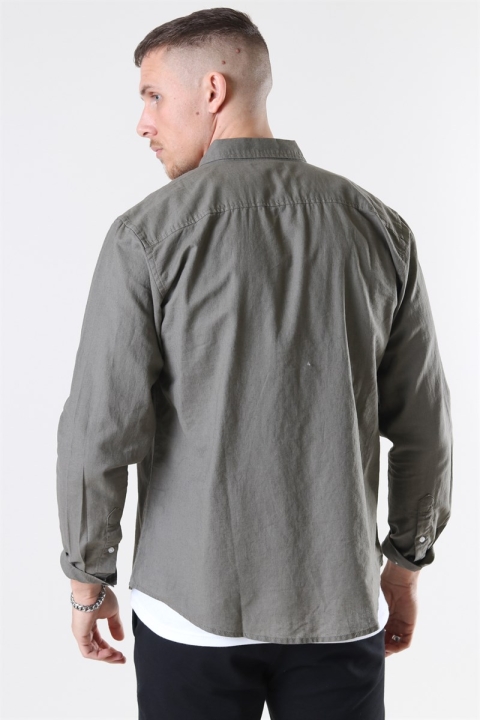 Clean Cut Copenhagen Cotton Linen Koszule Dusty Green