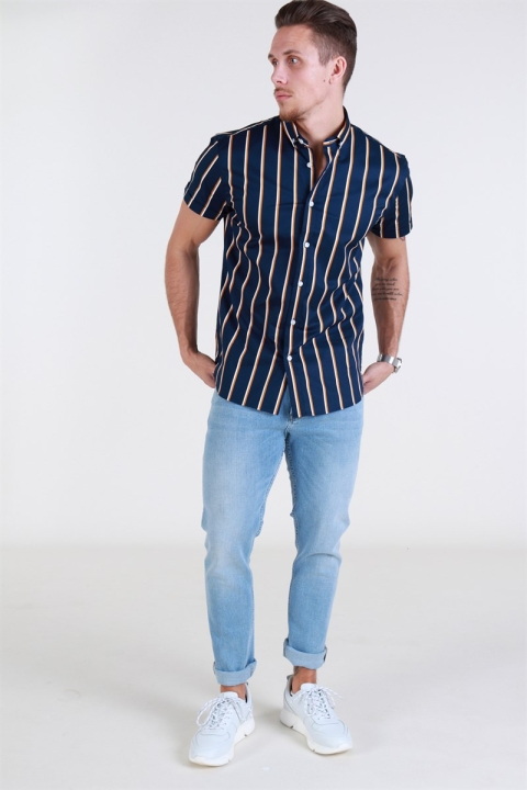 Clean Cut Sälen 127 SS Koszule Navy/Honey Mustard