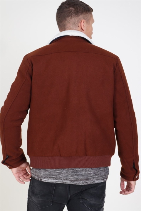 Jack & Jones Magnus Uld Bomber Kurtki Cappuccino