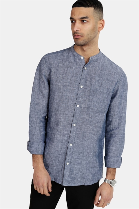 Only & Sons Luke LS Linen Mandarine Koszule Dress Blues