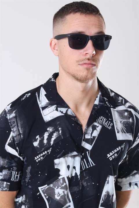 Fashion 1398 Wayfarer okulary słoneczne Black Rubber Grey Lens