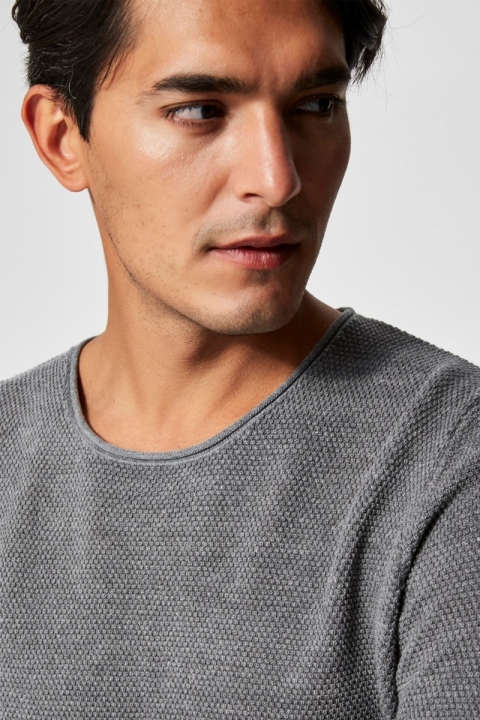 Selected Rocky Crew Neck Dzianina Medium Grey Melange