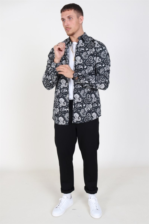 Only & Sons Frederik L/S Paisley Stretch Koszule Black