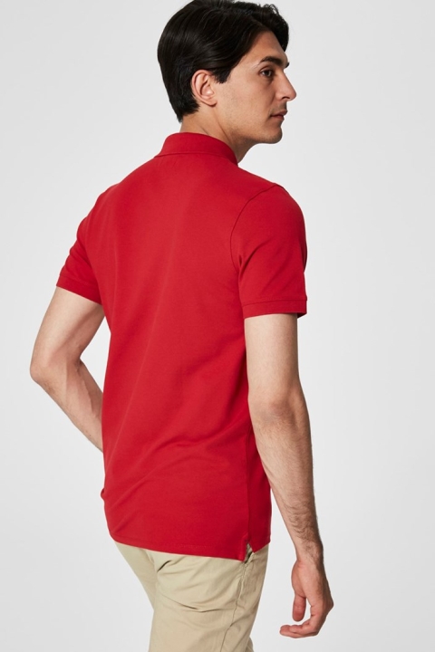 Selected Aro S/S Emroidery Polo Koszule Noos Scarlet Sage