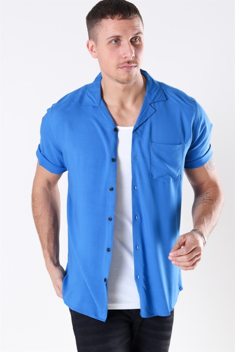 Only & Sons Silo Solid Viskose Koszule S/S Baleine Blue