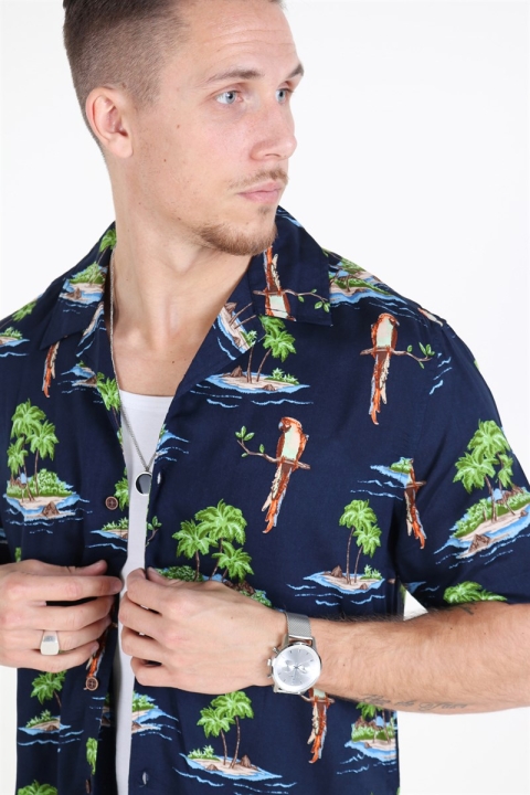 Only & Sons Sid SS Reg AOP Viscose Koszule Re Dark Navy