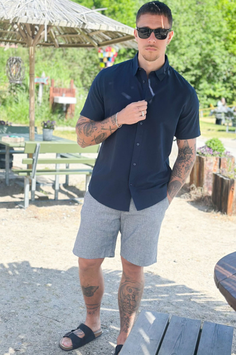 Selected Regular New Linen Shirt SS Sky Captain