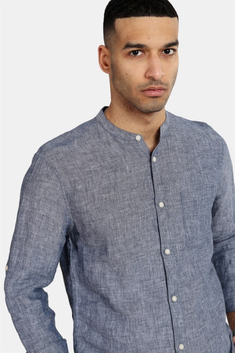 Only & Sons Luke LS Linen Mandarine Koszule Dress Blues