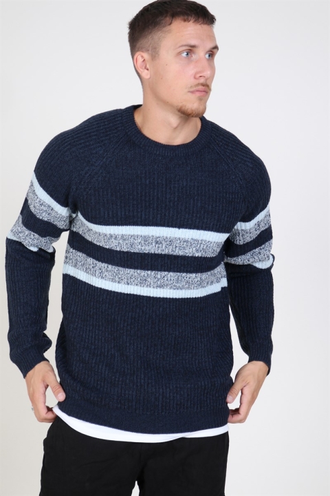 Only & Sons Cesco 5 Struc Stripe Dzianina Dress Blues