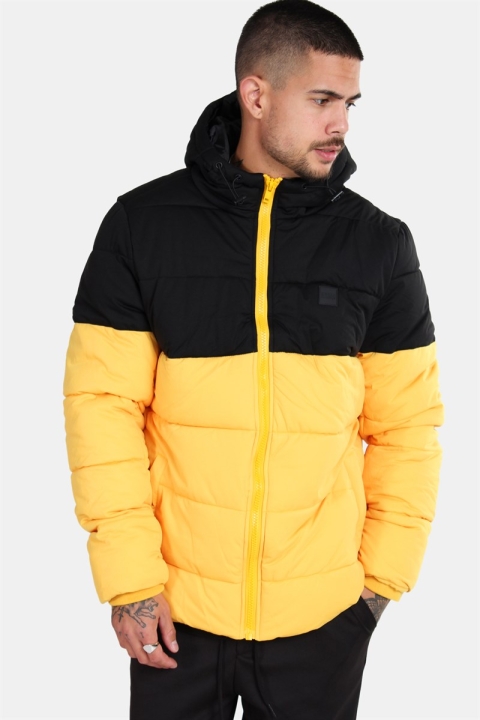 Urban Classics Hooded 2-Tone Puffer Kurtki Chrome Yellow/Black