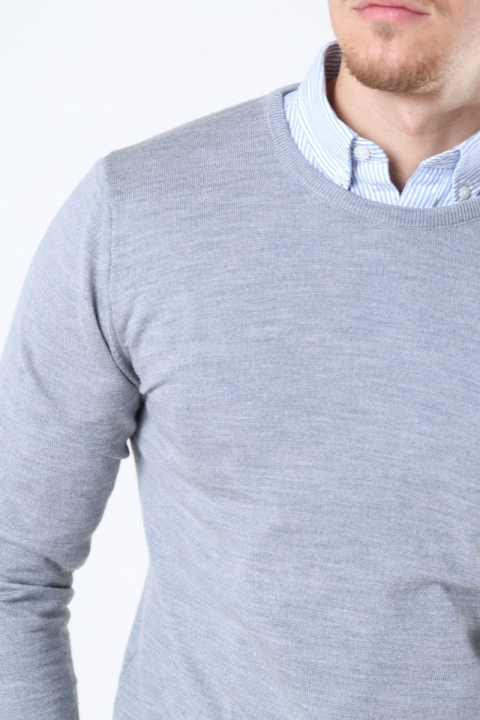 Clean Cut Copenhagen Merino Wool Crew Dzianina Light Grey Mel