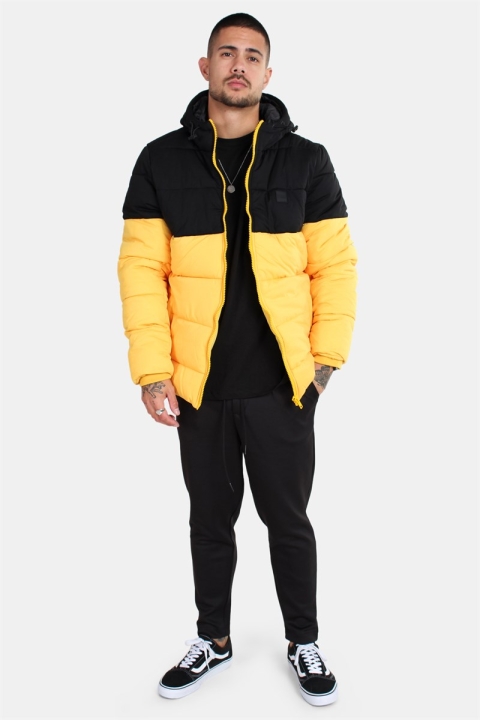 Urban Classics Hooded 2-Tone Puffer Kurtki Chrome Yellow/Black