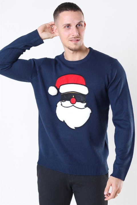 Only & Sons Xmas 7 Funny Front Badge Dzianina Dress Blues
