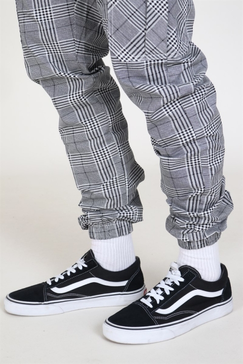 Urban Classics Glencheck Cargo Spodnie White/Black