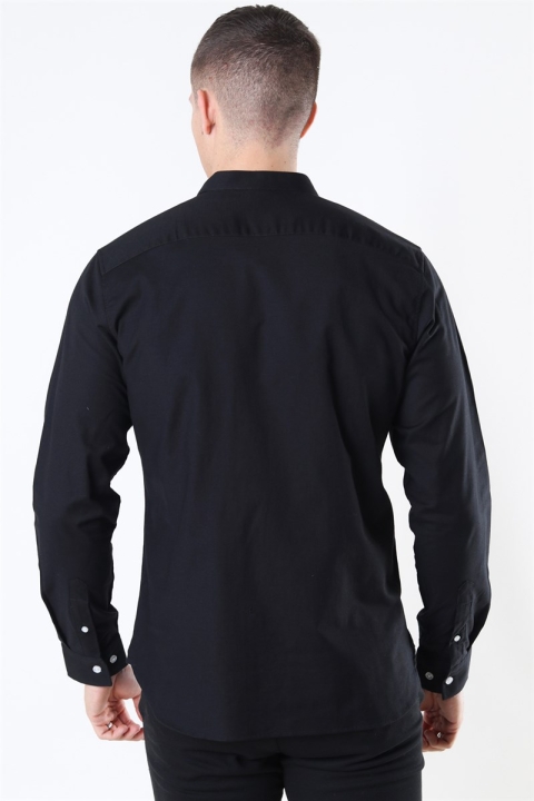 Clean Cut Copenhagen Oxford Mao Stretch L/S Koszule Black