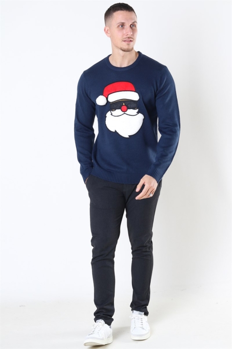 Only & Sons Xmas 7 Funny Front Badge Dzianina Dress Blues