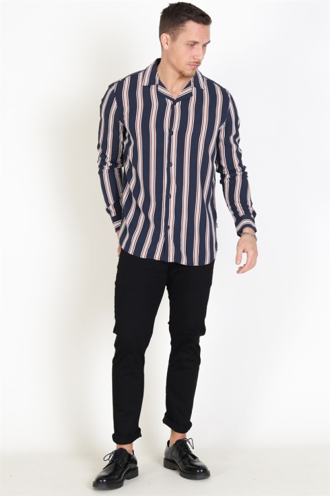 Solid Harris LS Cuba Stripe Koszule Inginia Blue