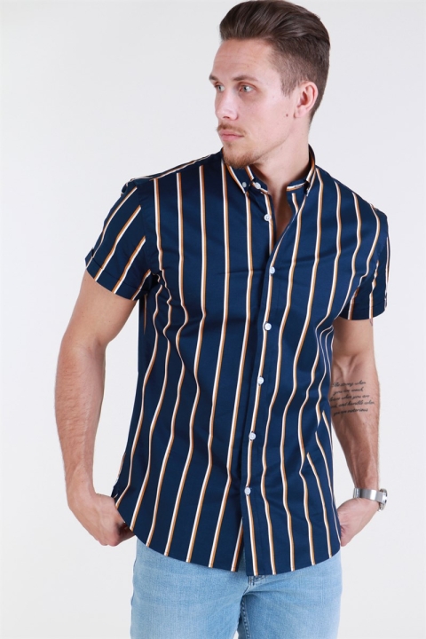 Clean Cut Sälen 127 SS Koszule Navy/Honey Mustard
