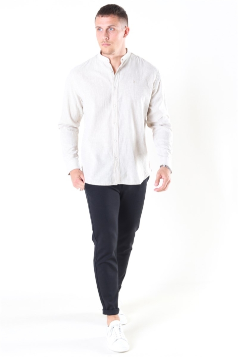 Clean Cut Mao Stripe LS Koszule Khaki