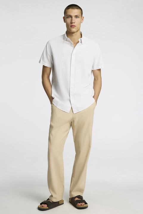 Selected Regular New Linen Shirt SS Pure Cashmere Thin Stripe