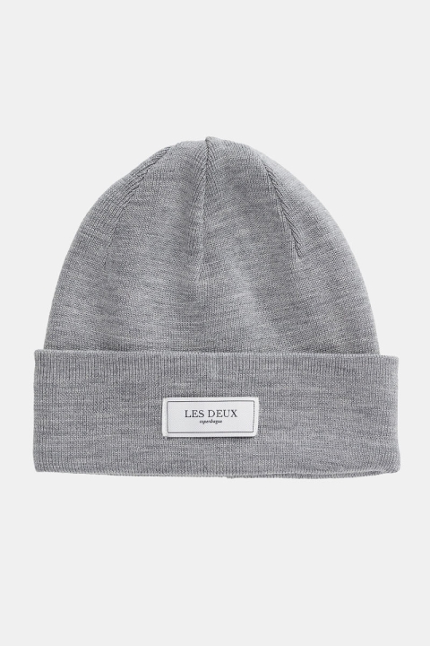 Les Deux Merino Patch Beanie czapka bez daszka Light Grey Melange