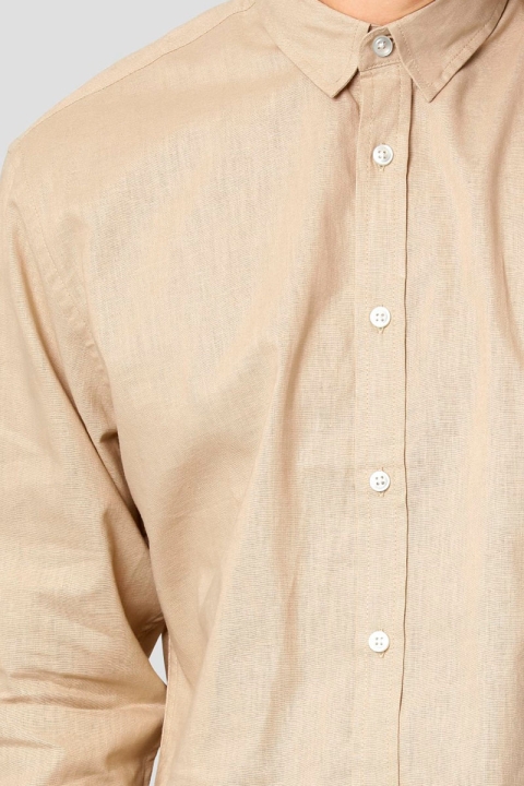 Clean Cut Copenhagen Cotton Linen Koszule Khaki