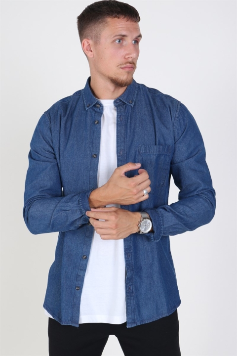 Only & Sons Basic Denim Koszule Dark Blue Denim