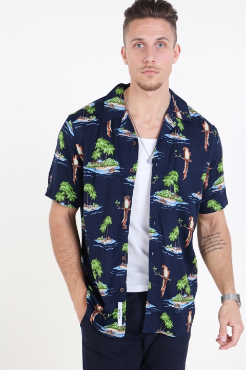 Only & Sons Sid SS Reg AOP Viscose Koszule Re Dark Navy