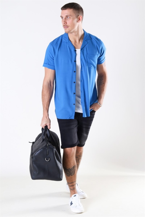 Only & Sons Silo Solid Viskose Koszule S/S Baleine Blue