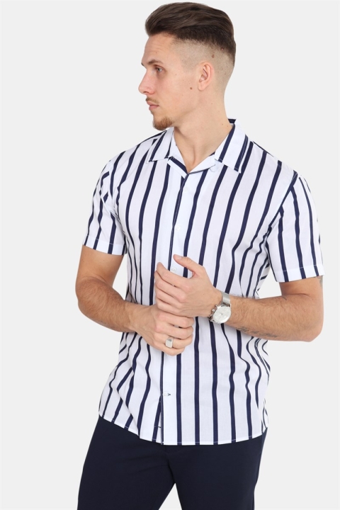 Kronstadt Cuba S/S Gr.86 Koszule White/Dark Blue
