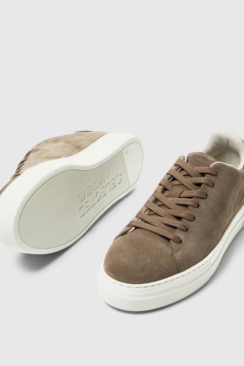 Selected David Chunky Suede Leather Sneaker Almondine