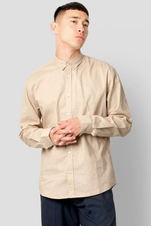 Clean Cut Copenhagen Cotton Linen Koszule Khaki