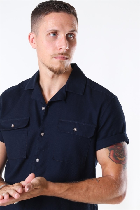 Only & Sons Andrew Waffle Koszule S/S Dark Navy