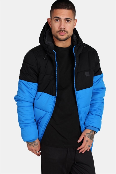 Urban Classics TB2425 Hooded 2-Tone Puffer Kurtki Bright Blue/Black