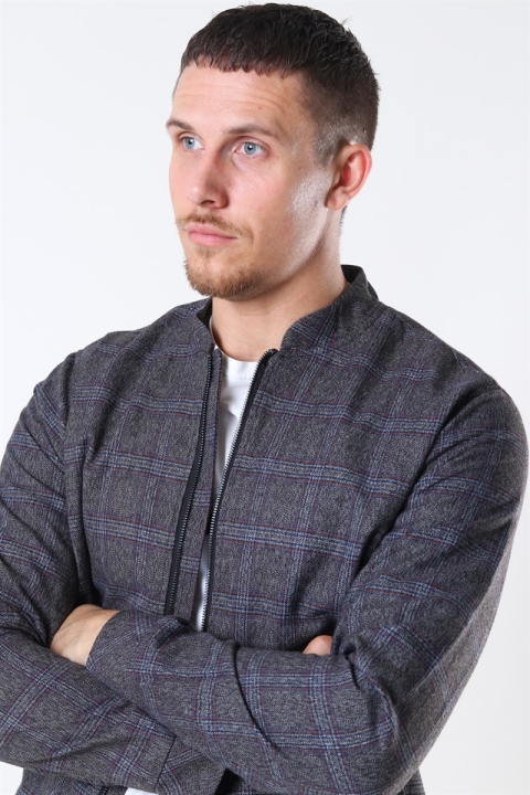 Tailored & Originals Shayan Bomber Kurtki Med Grey Melange